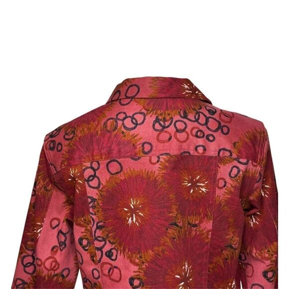 French Laundry burgundy print denim jacket size L - Picture 7 of 13